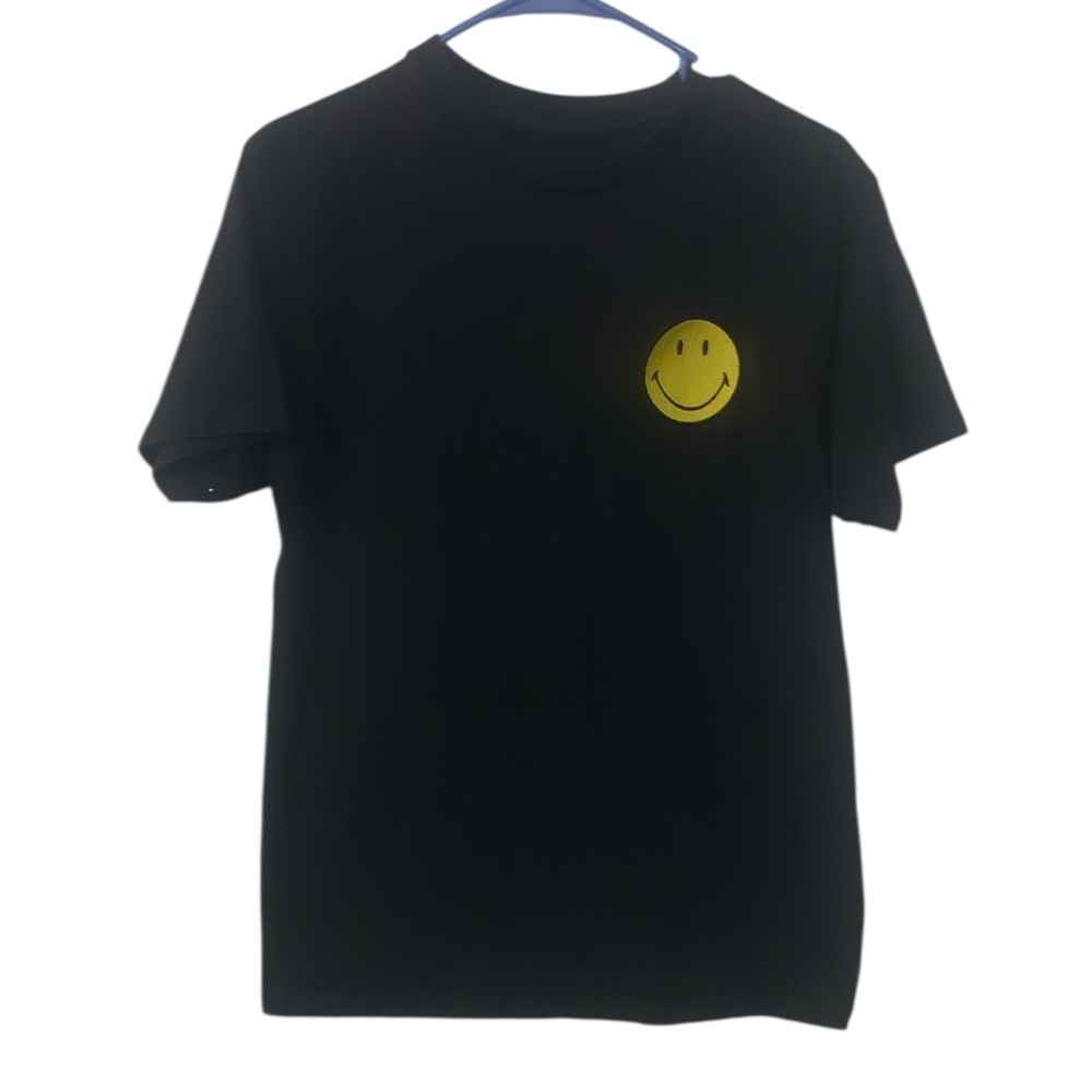 Smiley Originals Happy Face Wobble Tee Shirt Black Cotton Unisex